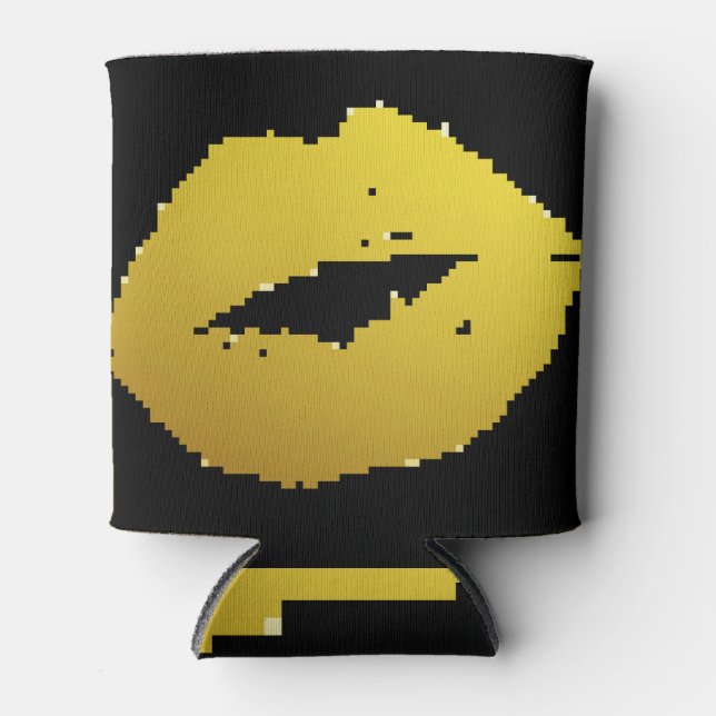Golden Kiss Lips: Glitter Imprint Can Cooler (Front)