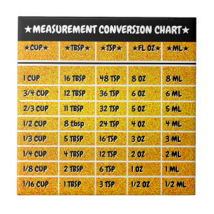 Golden Kitchen Measurement Conversion Chart Ceramic Tile