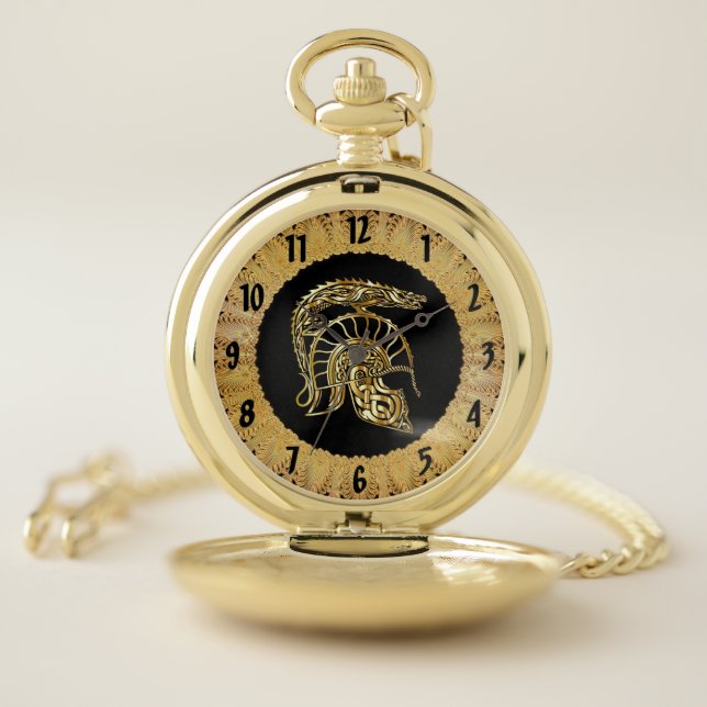 Golden knight armor helmet forge in gold texture pocket watch (Inside)