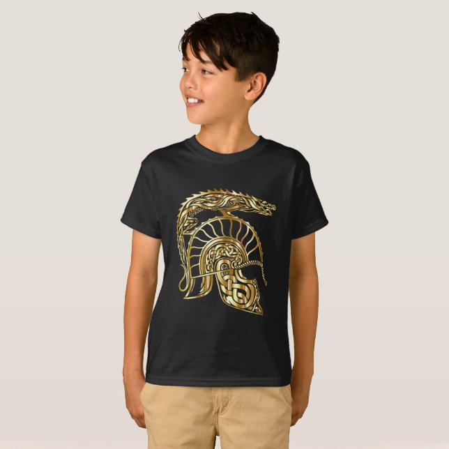 Golden knight armor helmet forge in gold texture T-Shirt (Front Full)