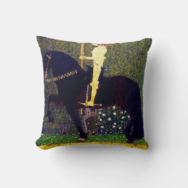 Golden Knight, Gustav Klimt Throw Pillow (Front)