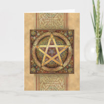 Golden Knotwork Pentacle Greeting Card