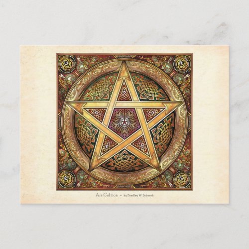 Golden Knotwork Pentacle Postcard