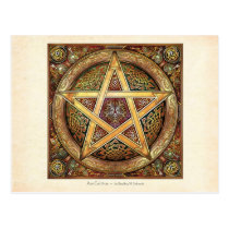 Golden Knotwork Pentacle Postcard