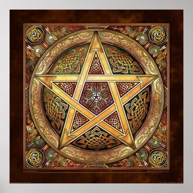 Golden Knotwork Pentacle Poster (22x22") (Front)
