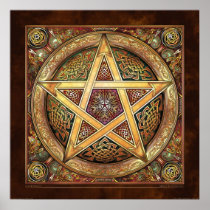 Golden Knotwork Pentacle Poster (22x22
