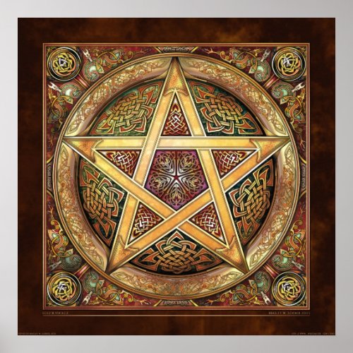Golden Knotwork Pentacle Poster (22x22