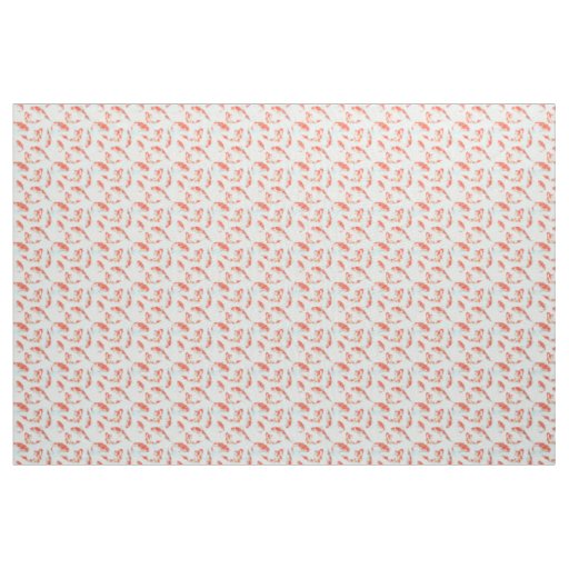 Golden Koi Carp Fish Watercolor on Watery Blue Fabric