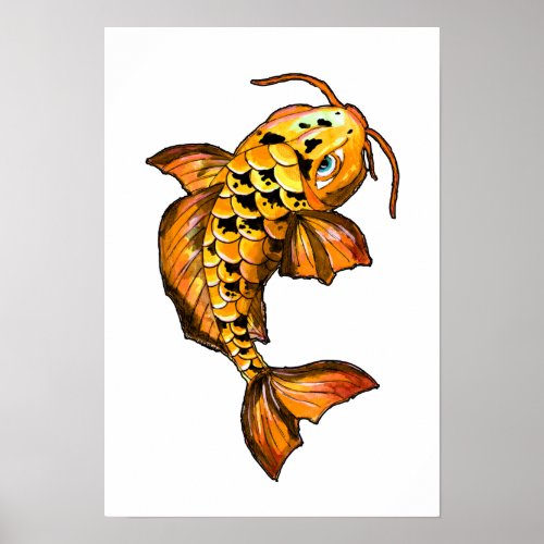 Golden Koi Carp Poster