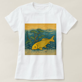 Golden Koi Japanese Art T-Shirt