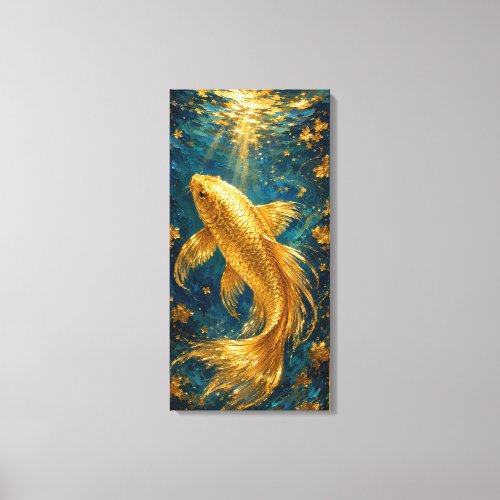 Golden Koi Serenity | Luxury Underwater Gold Canvas Print