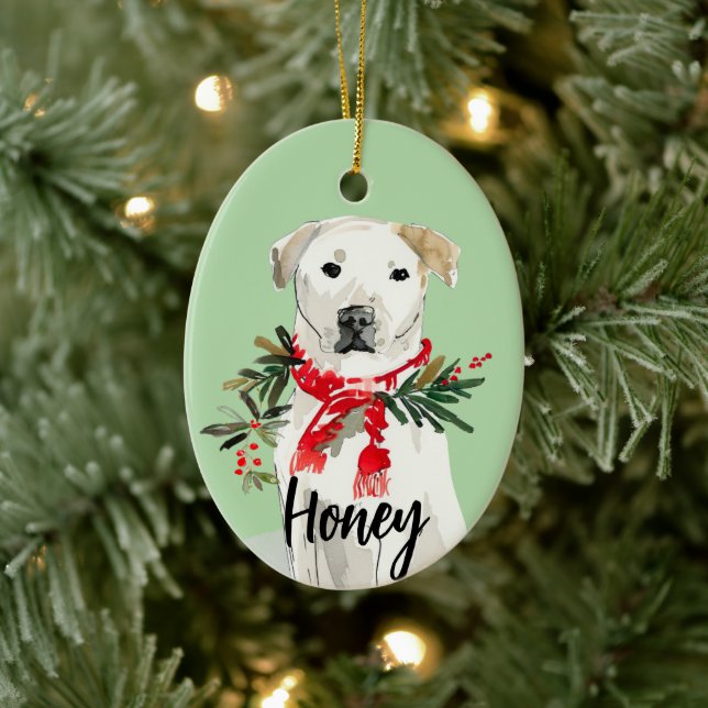 Golden Lab Christmas Ceramic Ornament (Tree)