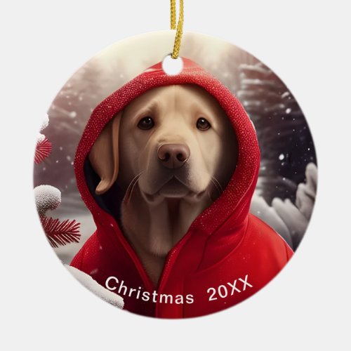 Golden Lab Christmas Date or Add Pet Photo  Ceramic Ornament