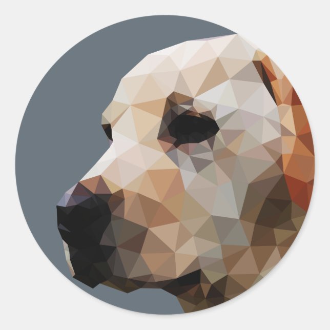 Golden Lab Low Poly Art Classic Round Sticker (Front)