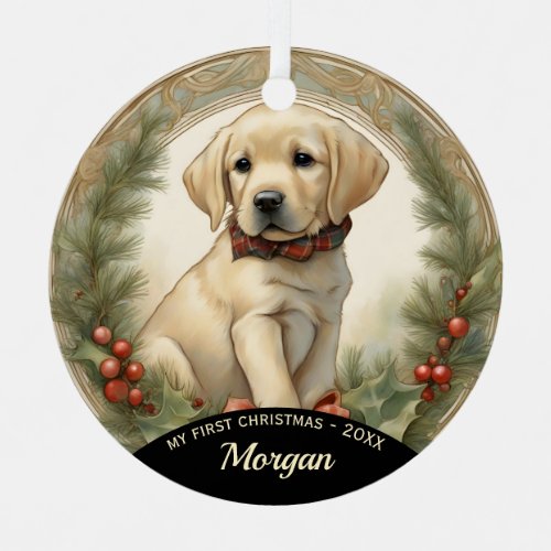 Golden Lab Puppys First Christmas Ornament