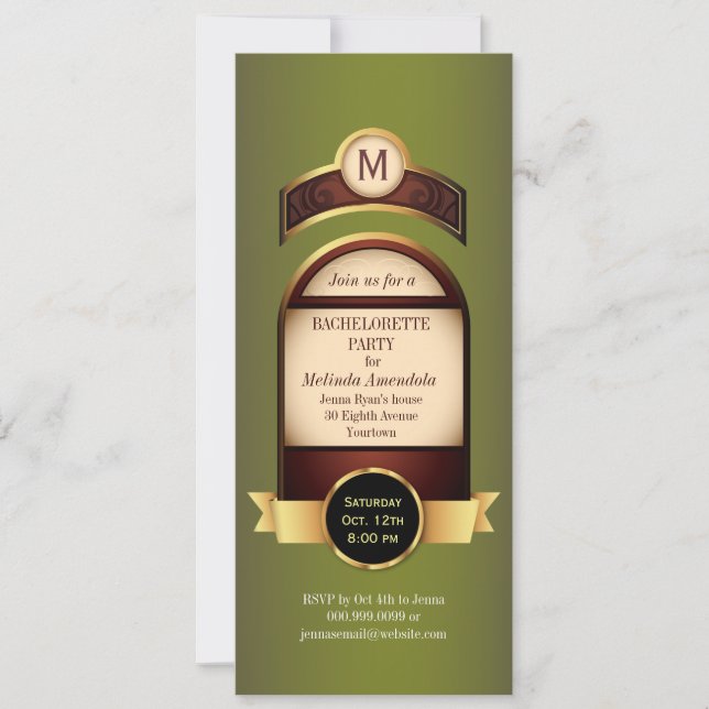 Golden Label Bachelorette Invitation (Front)