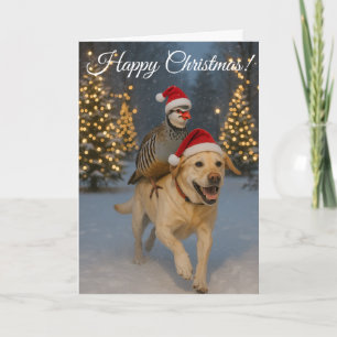 Golden Labrador and Partridge Christmas card