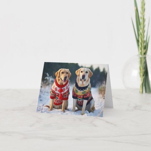 Golden Labrador Dogs Christmas Card
