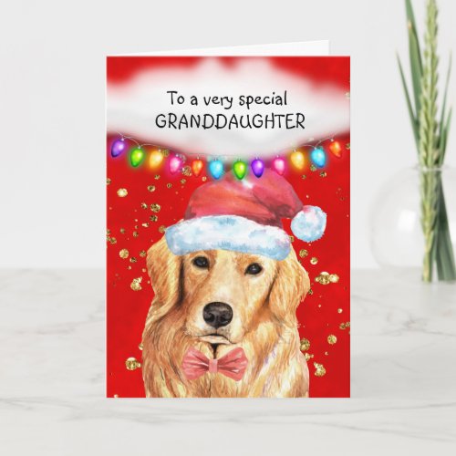 Golden Labrador granddaughter cute Xmas wishes Card