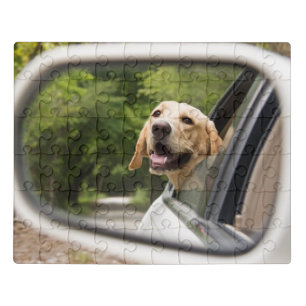 Golden Labrador In Rearview Mirror Jigsaw Puzzle