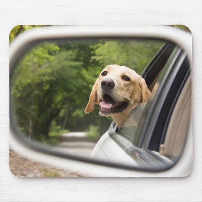 Golden Labrador In Rearview Mirror Mouse Pad (Front)