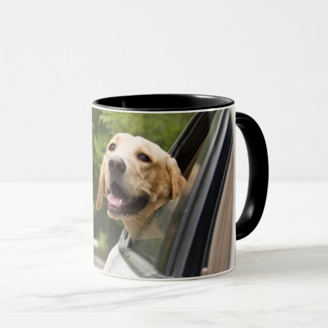 Golden Labrador In Rearview Mirror Mug (Front Right)
