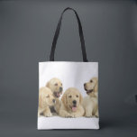 Golden Labrador Puppy Pile Tote Bag<br><div class="desc">Five labrador retriever puppies isolated on white background.</div>