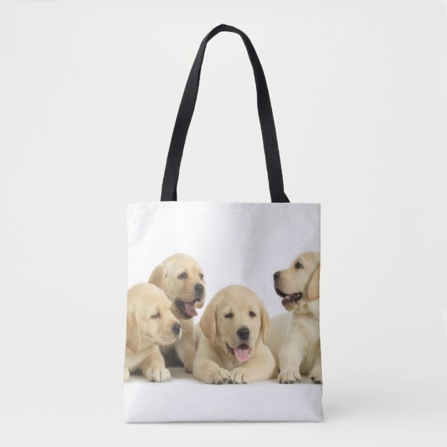 Golden Labrador Puppy Pile Tote Bag (Front)