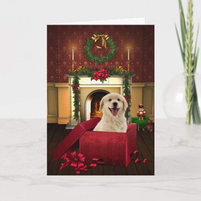 Golden Labrador Retiever Christmas Holiday Card (Front)