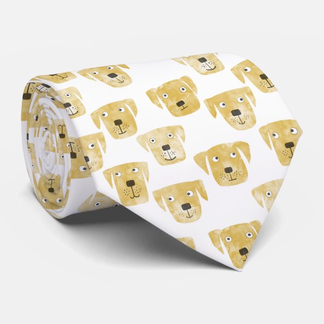 Golden Labrador Retriever Dog Cute Pattern Neck Tie (Rolled)