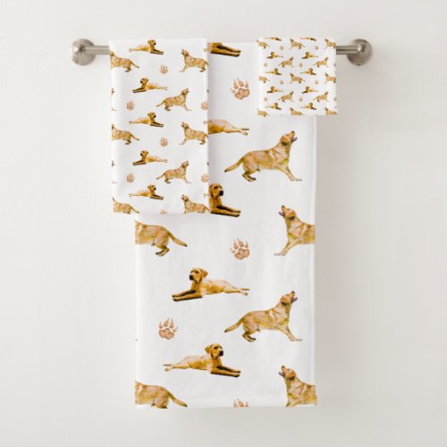 Golden Labrador Retriever Dog Pattern Bath Towel Set