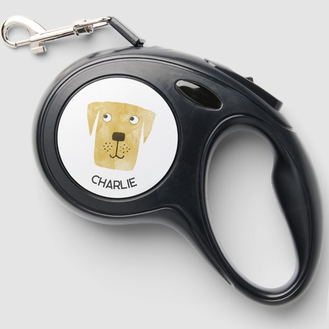 Golden Labrador Retriever Dog Personalized Name Retractable Pet Leash (Fun personalized name Golden Labrador Retreiver dog retractable pet leash)