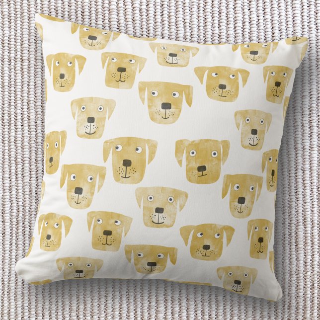 Golden Labrador Retriever Dog Throw Pillow (Golden Labrador Retriever dog pattern throw pillow)