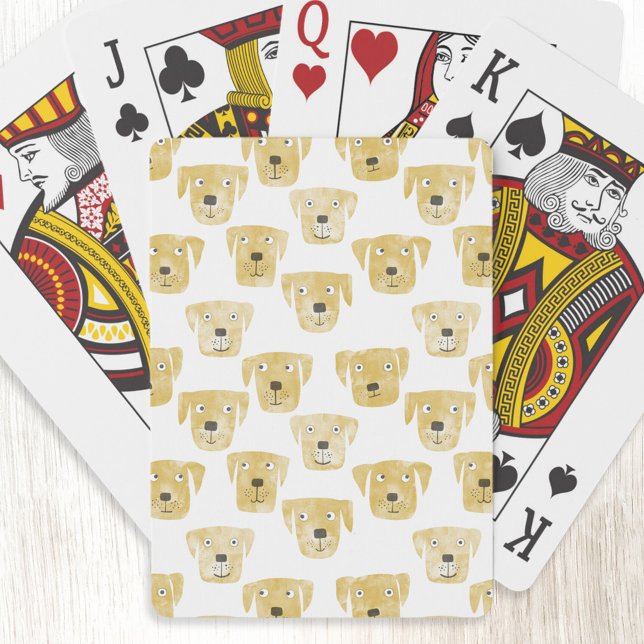 Golden Labrador Retriever Dog Watercolor Poker Cards (Golden Yellow Labrador Retriever Dog pattern art playing cards)
