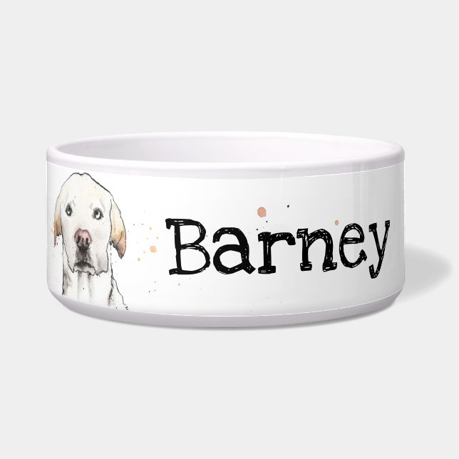 Golden Labrador Retriever personalized dog Bowl (Front)