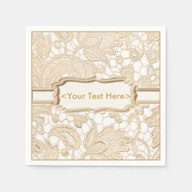 Golden Lace Elegant Gold Personalized Napkins (Front)