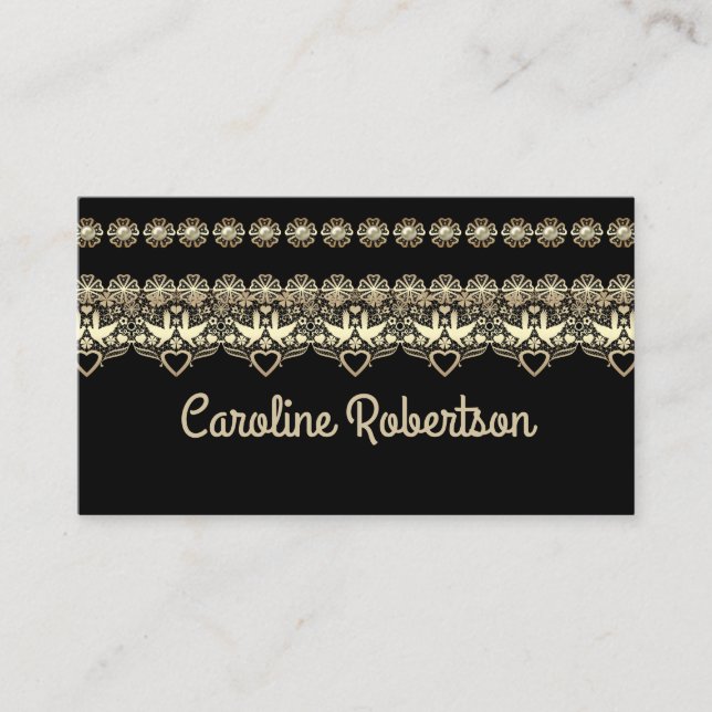 Golden lace , elegant , shiny business card (Front)