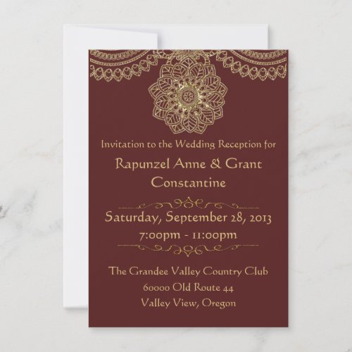 Golden Lace Reception Invitation Invitation