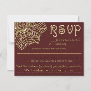 Golden Lace (Wedding Reply Card) RSVP Card