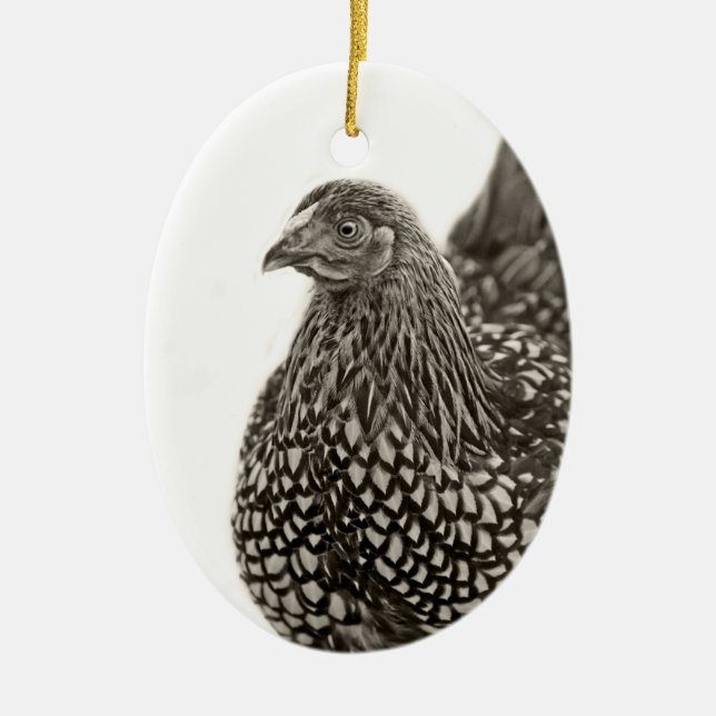 Golden Laced Wyandotte Chicken Ceramic Ornament (Front)