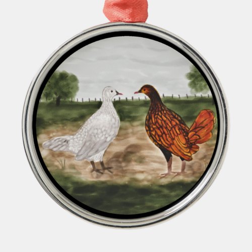 Golden Laced Wyandotte Chickens Tree Ornament