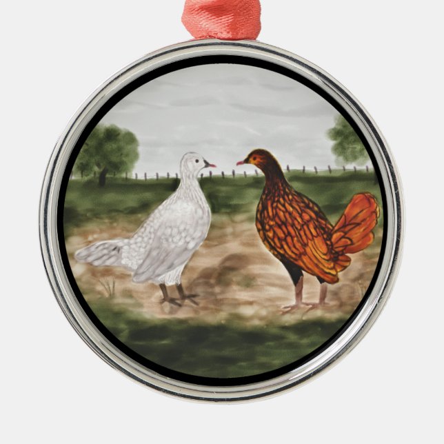 Golden Laced Wyandotte Chickens Tree Ornament (Front)