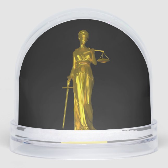 Golden Lady Justice on Black Snow Globe (Front)