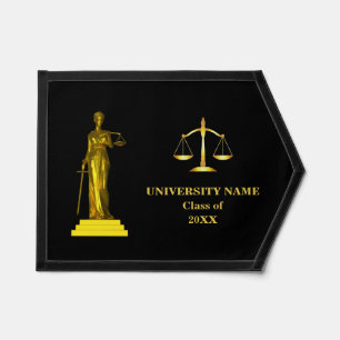 Golden Lady Justice & Scales of Justice on Black Pennant