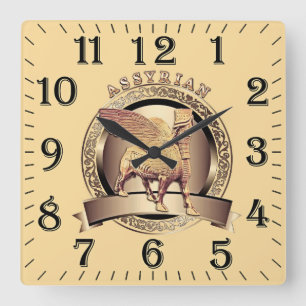 Golden Lamassu Acrylic Wall Clock