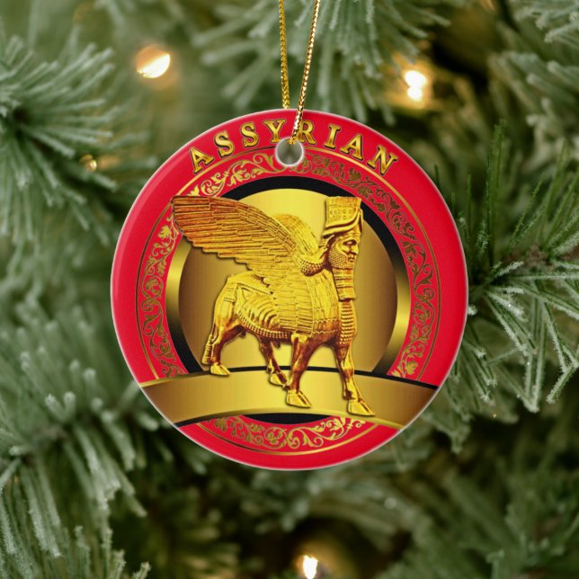 Golden Lamassu Ceramic Ornament (Tree)