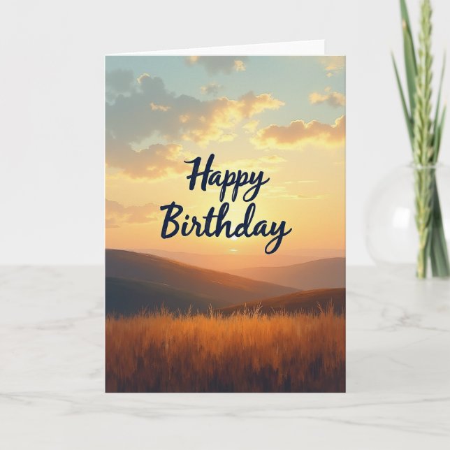 Golden Landscape Birthday Card (Front)
