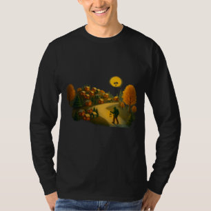 Golden Lantern Path Village Illustration Art Print T-Shirt