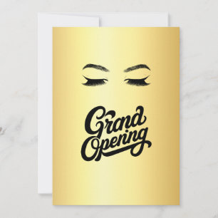 Golden Lashes & Brows Beauty Salon Grand Opening Invitation