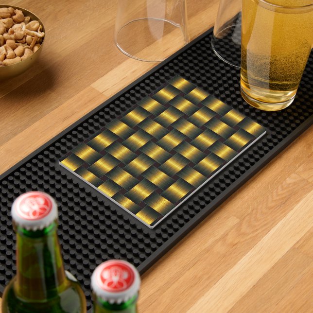 Golden Lattice Design Black and Gold Bar Mat (Insitu (Bar 2))